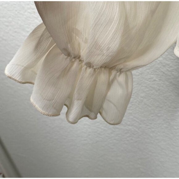 Commense Women's Ruffles Semi Sheer Romantic Fairy Boho Top Ivory Size XL - Picture 7 of 13